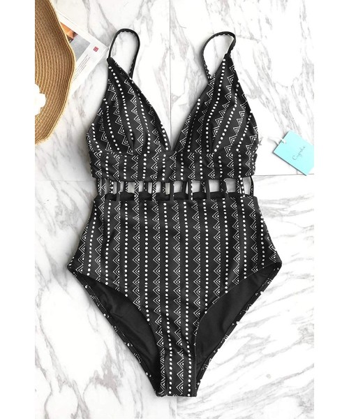 One-Pieces Women's Afternoon Sunshine Strappy High Waisted Backless One-Piece Swimsuit - Black - CK18MG2MWMR