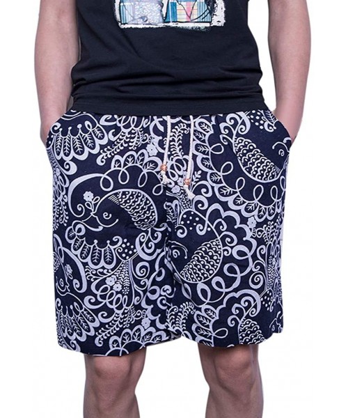 Briefs Floral Casual Shorts Pockets Workout Fit Gym Jogging Quick Dry Fashion Board Shorts - Blue - C518S3MXOEQ