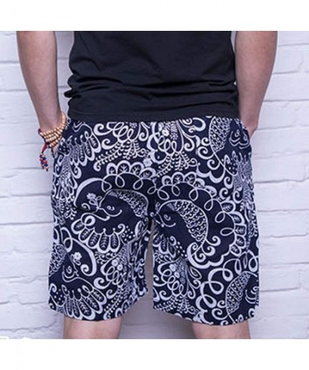 Briefs Floral Casual Shorts Pockets Workout Fit Gym Jogging Quick Dry Fashion Board Shorts - Blue - C518S3MXOEQ