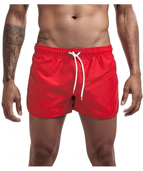 Trunks Men's Spring and Summer Splicing Swimming Trousers and Beach Surfing Shorts - Red - CD18UKI8LUS