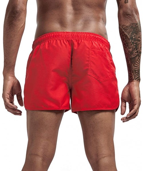 Trunks Men's Spring and Summer Splicing Swimming Trousers and Beach Surfing Shorts - Red - CD18UKI8LUS