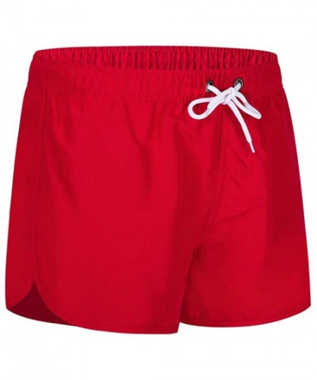 Trunks Men's Spring and Summer Splicing Swimming Trousers and Beach Surfing Shorts - Red - CD18UKI8LUS