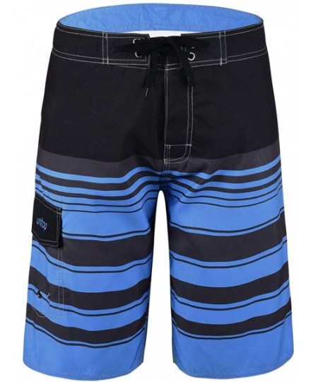 Board Shorts Men's Beachwear Striped Printed Fast Dry Surf Trunks with Side Pocket - Blue Striped-61 - CV184GMD8DM