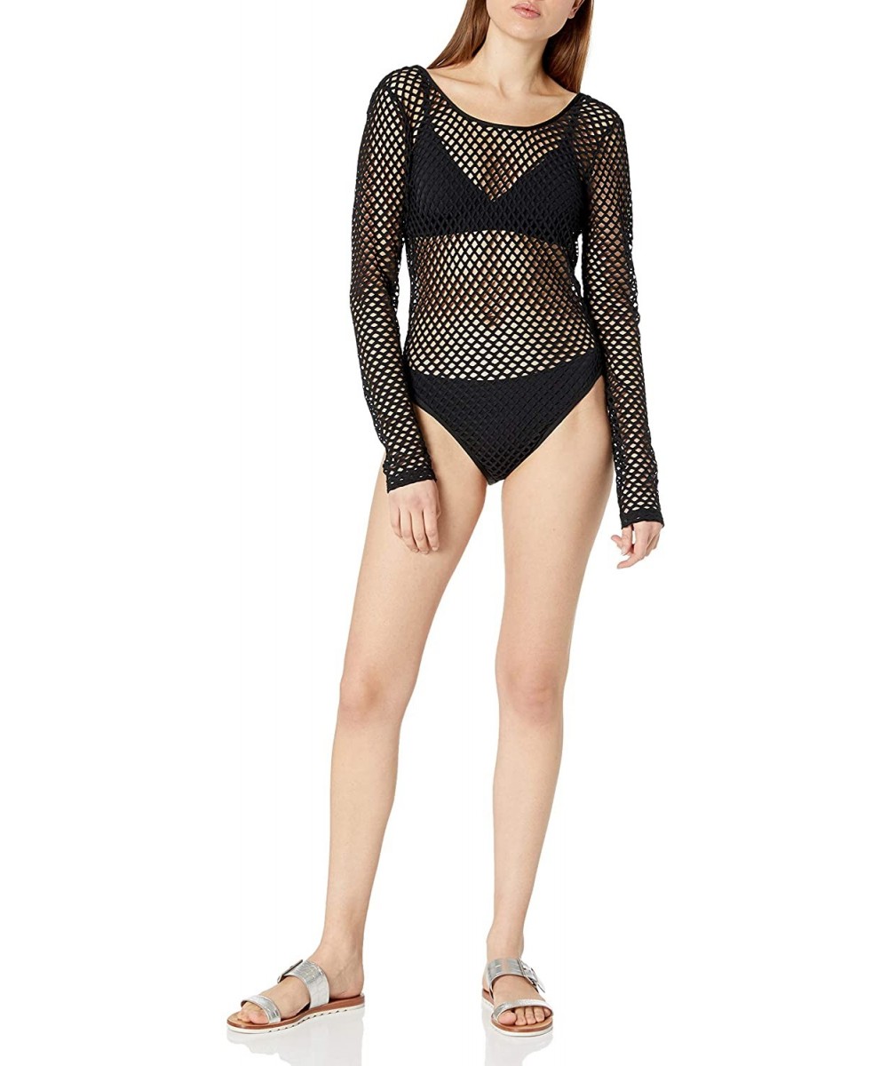 Cover-Ups Women's Mesh Bodysuit Hybrid Swimsuit and Cover Up - Mesh - CA18ZML40ON