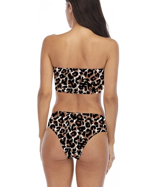 Sets Women's 2 Pieces Bikini Swimsuits Off Shoulder High Waist Bathing Suit High Cut - Leopard Print - CT18RIUS2EA