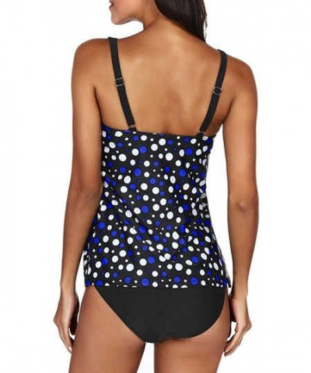 Tankinis Women's Retro Polka Dot Tankini Swimwear Two Pieces Swimsuit - Blue-2 Polka Dot - CV18O5S7KXT