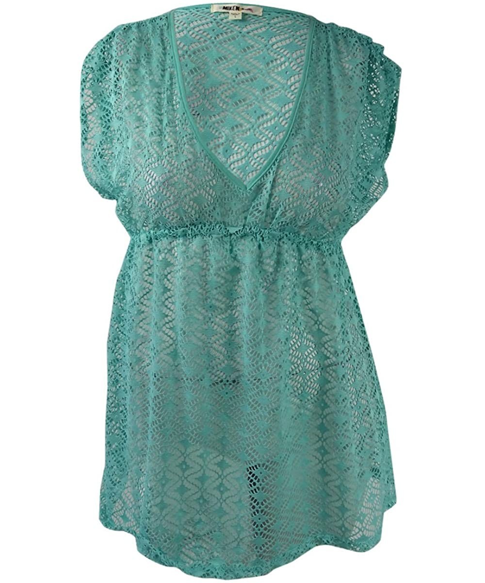 Cover-Ups Juniors' Crochet Empire-Waist Swim Cover-Up - Mint - CI183NMR7NW