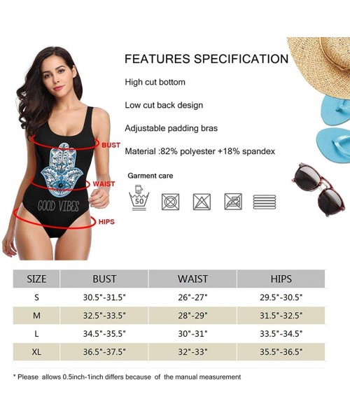 One-Pieces Hamsa Hand of Fatima_Good Vibes Women's One Piece Swimsuit Beach Swimwear Bathing Suit - CP19CMO0CQU