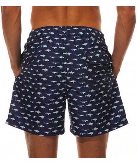 Briefs Swimwear Men Basic Long Swimming Trunk Surf Camo Shorts Swimsuits Pocket - Dark Blue-fish - C618NDTMTLY