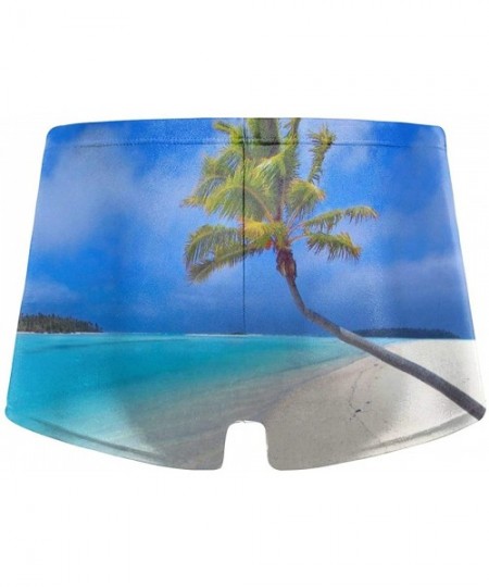 Briefs Palm Tree Men's Swimwear Sexy Low Waist Boxer Swimsuit Surfboard Boxer Shorts - Black - CY19DYQO5NW