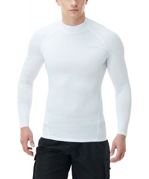 Rash Guards Men's UPF 50+ Sun Protection Long Sleeve Swim Rashguard - Vibrant Lettering(msr10) - Off White - CJ18CWTKO2Z