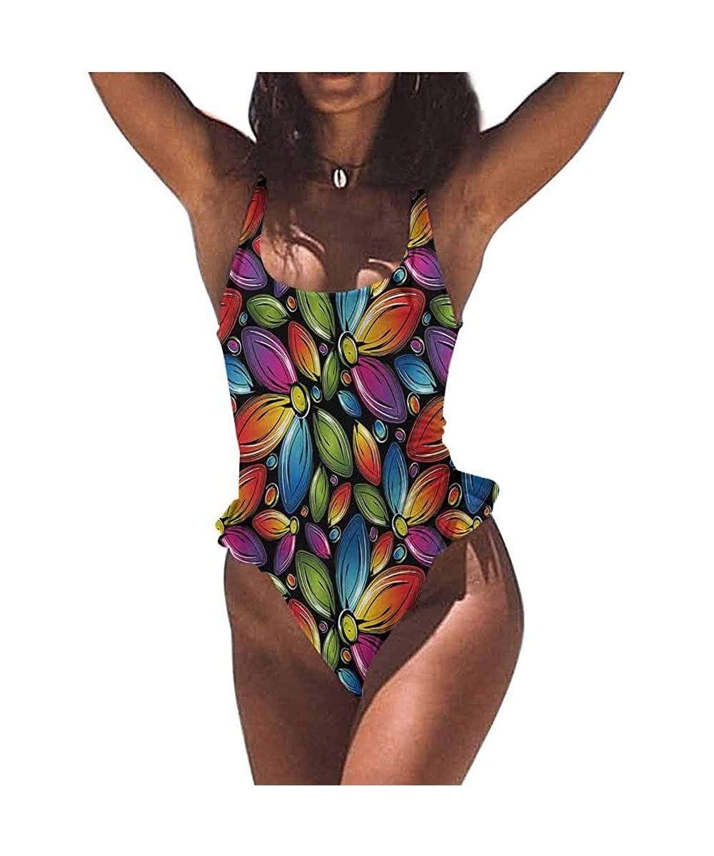 Bottoms Bikinis Floral- Colorful Flower Petal Growth Great for The Younger Crowd - Multi 05-one-piece Swimsuit - C719E700U6S