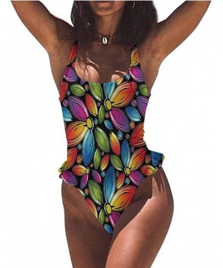 Bottoms Bikinis Floral- Colorful Flower Petal Growth Great for The Younger Crowd - Multi 05-one-piece Swimsuit - C719E700U6S