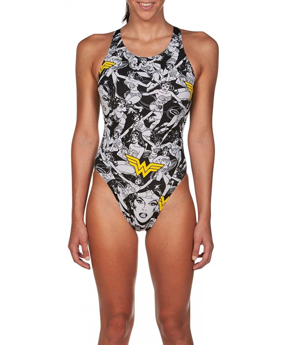 Racing Womens Wb Wonder Woman Tech Back MaxLife One Piece Swimsuit - Black - CR18ULQG6CA