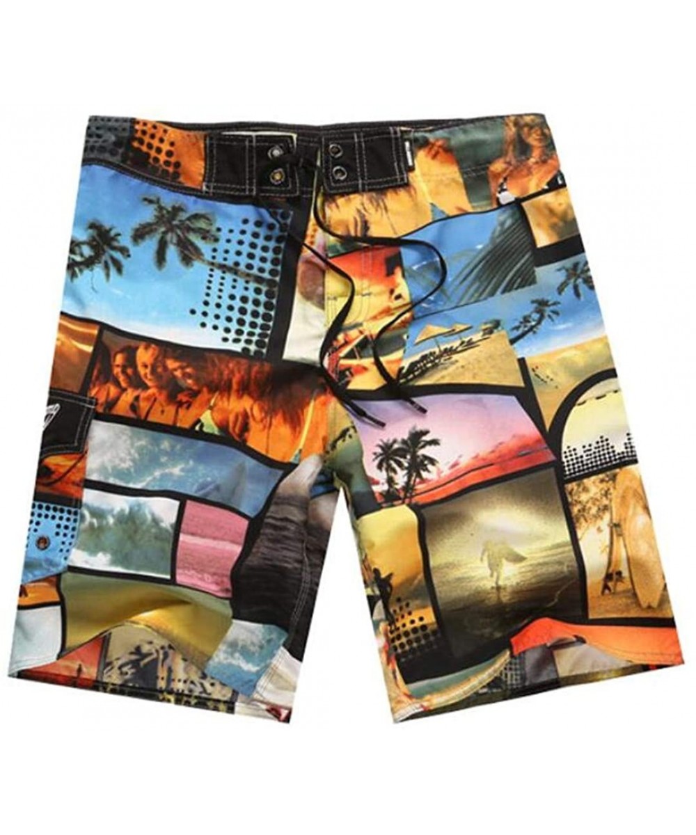 Board Shorts Beach Surf Shorts Fast Dry Beach Pants Men Swimming Shorts Printing - 1 - C718R5O4CSG