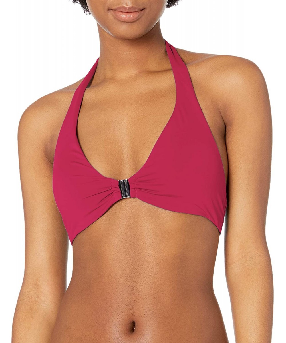 Tops Women's Halter Bra Bikini Swimsuit Top - Hot Fuchsia - C518ZML6MQU