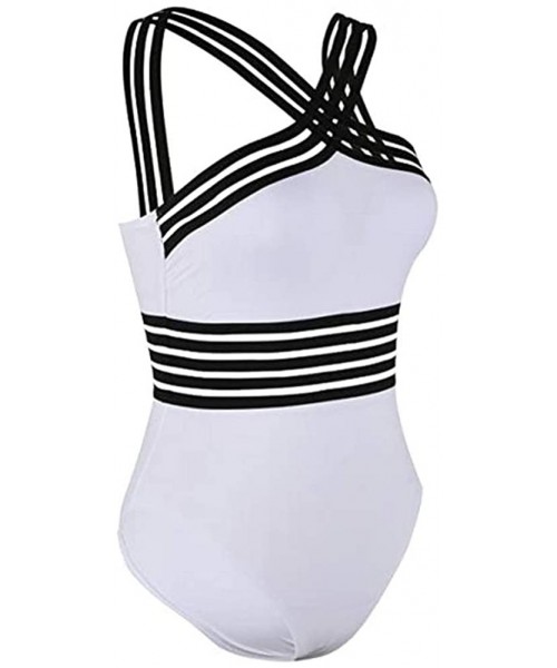 One-Pieces Women's One Piece Swimwear Front Crossover Swimsuits Hollow Bathing Suits Monokinis - White - CO19EDNK9Z7