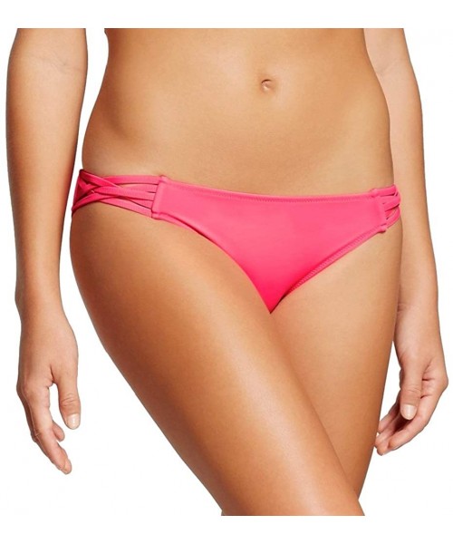 Tankinis Women's Sun Coast Cheeky Bikini Bottom Strappy Crisscross - Coral - CV18U2E7NKG