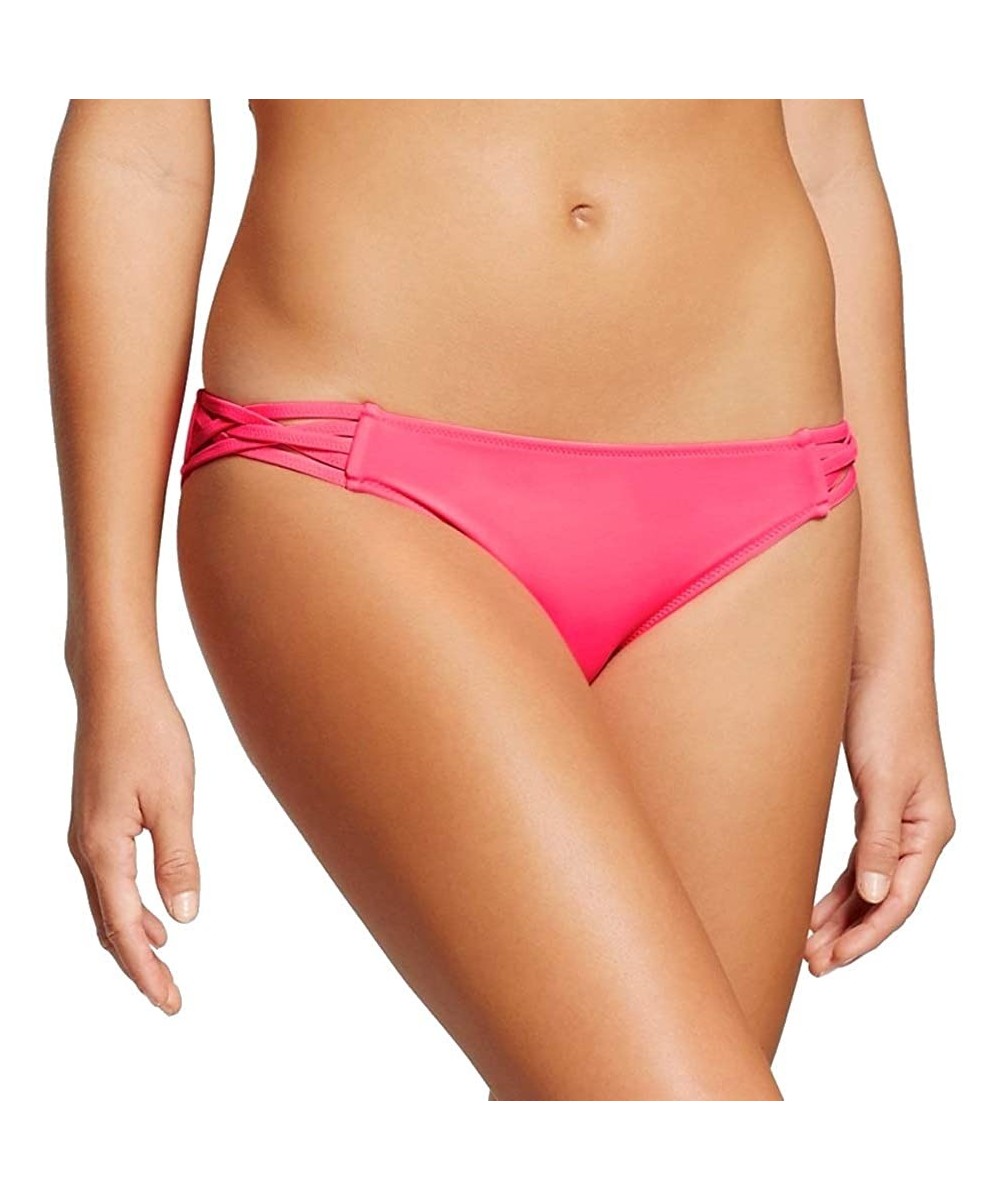 Tankinis Women's Sun Coast Cheeky Bikini Bottom Strappy Crisscross - Coral - CV18U2E7NKG