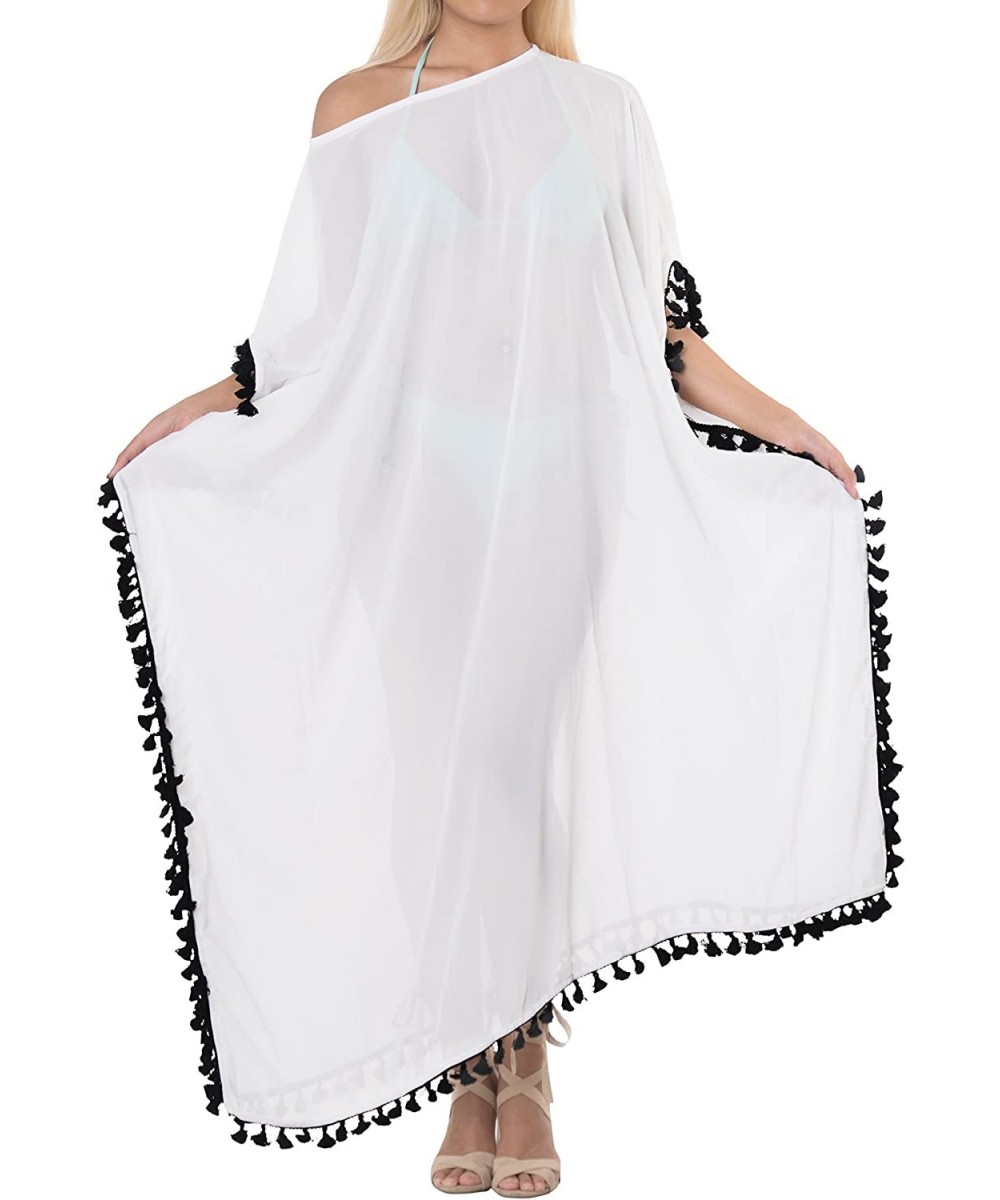 Cover-Ups Women's Plus Size Kaftan Blouse Summer Beach Dress Caftan Embroidery - Ghost White_b546 - CS188K3UGO7