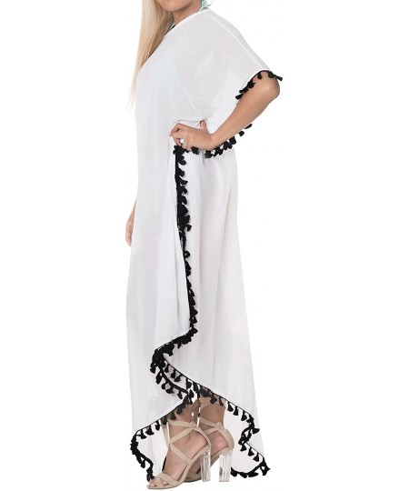 Cover-Ups Women's Plus Size Kaftan Blouse Summer Beach Dress Caftan Embroidery - Ghost White_b546 - CS188K3UGO7