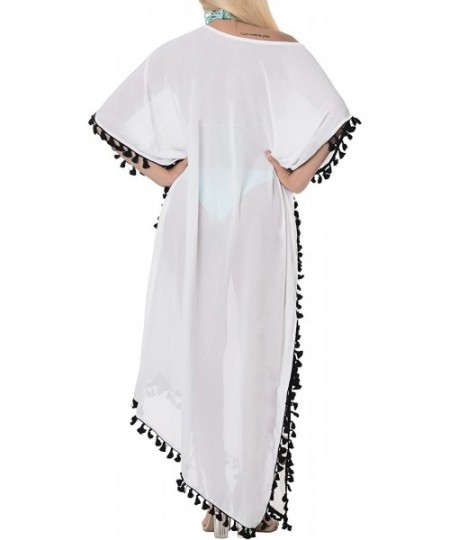 Cover-Ups Women's Plus Size Kaftan Blouse Summer Beach Dress Caftan Embroidery - Ghost White_b546 - CS188K3UGO7