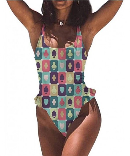 Bottoms Swim Dress Casino- Holdem Gambler Modern Easy to Adjust and Stays Tied - Multi 03-one-piece Swimsuit - CI19E749T23