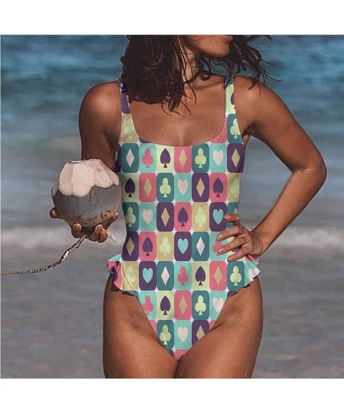 Bottoms Swim Dress Casino- Holdem Gambler Modern Easy to Adjust and Stays Tied - Multi 03-one-piece Swimsuit - CI19E749T23