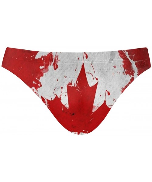 Briefs Mens Swim Bikini Briefs Drawstring Swimwear Sexy Bathing Suit Canadian Flag Low Waist Boxers Swim Trunks - CB18XNR9I76