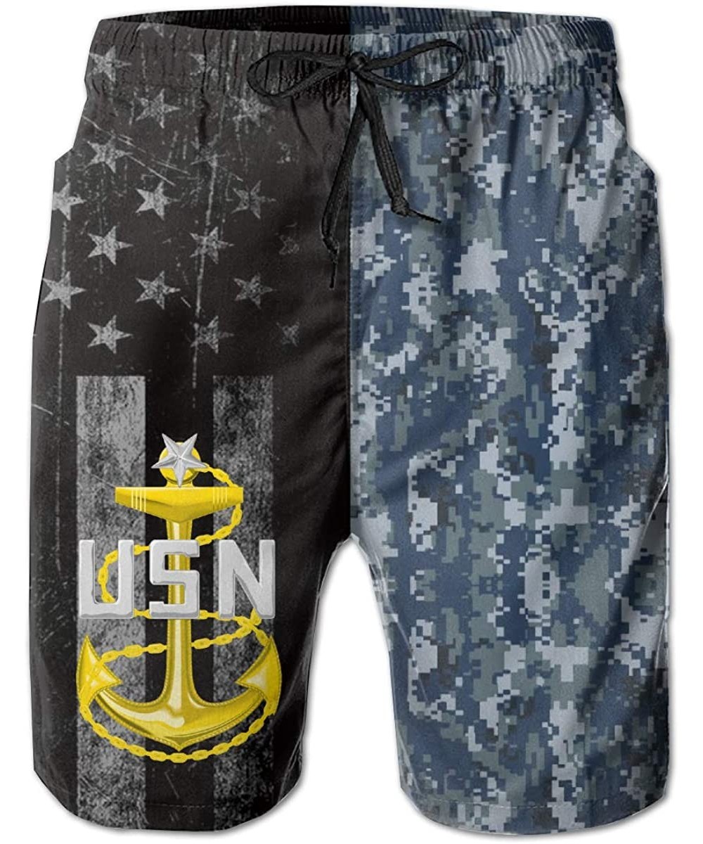 Board Shorts Navy Senior Chief Petty Officer Men's Swim Trunks Beach Short Board Shorts - C918TT2TGK4