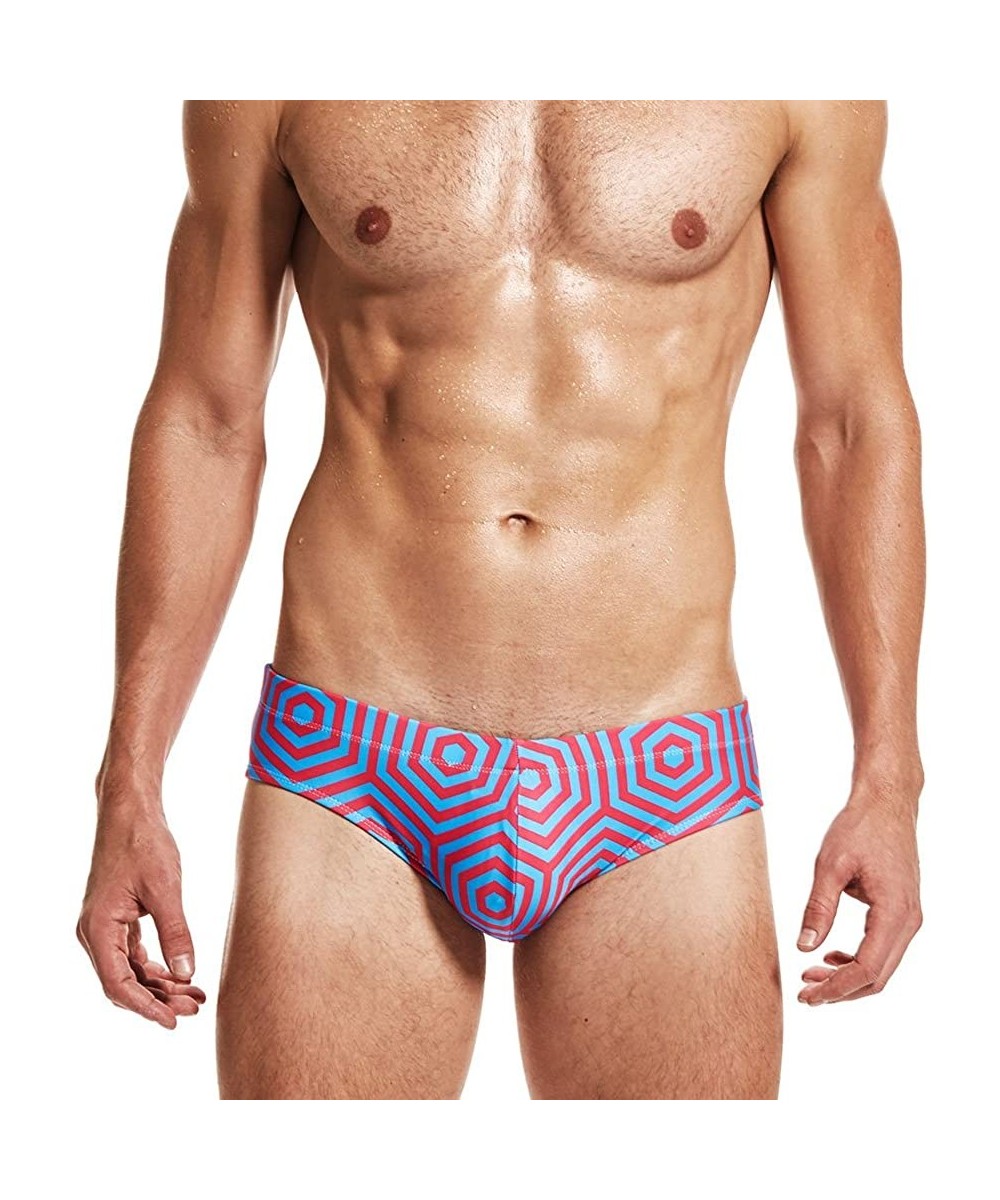 Briefs Sexy Man's Low Rize Swimming Tight Swim Trunks Low Waist Gay Briefs Swimwear Summer - Pink - CP185YC6SGX