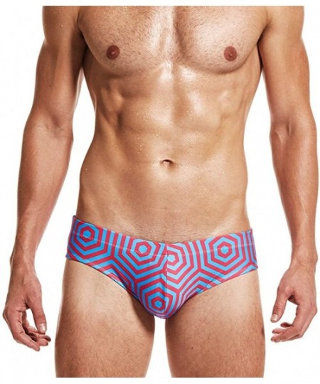 Briefs Sexy Man's Low Rize Swimming Tight Swim Trunks Low Waist Gay Briefs Swimwear Summer - Pink - CP185YC6SGX