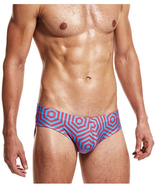 Briefs Sexy Man's Low Rize Swimming Tight Swim Trunks Low Waist Gay Briefs Swimwear Summer - Pink - CP185YC6SGX