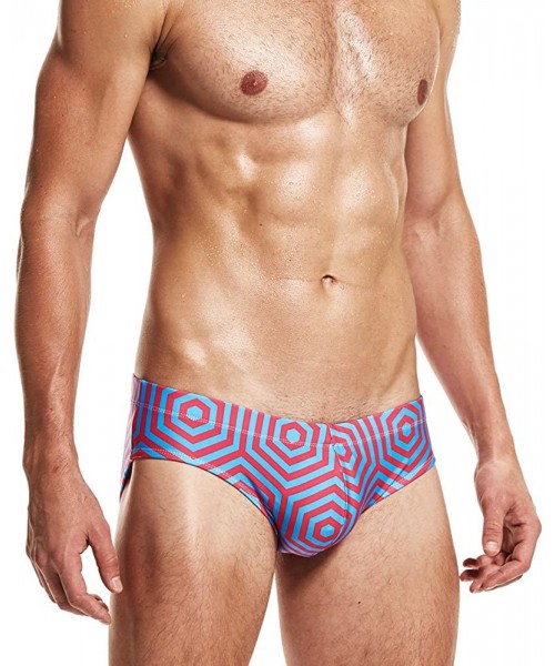 Briefs Sexy Man's Low Rize Swimming Tight Swim Trunks Low Waist Gay Briefs Swimwear Summer - Pink - CP185YC6SGX