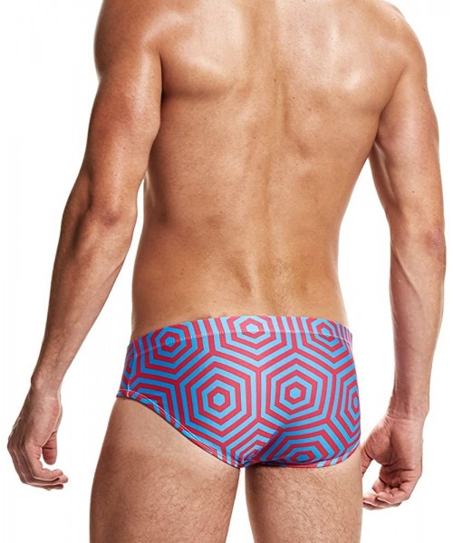 Briefs Sexy Man's Low Rize Swimming Tight Swim Trunks Low Waist Gay Briefs Swimwear Summer - Pink - CP185YC6SGX