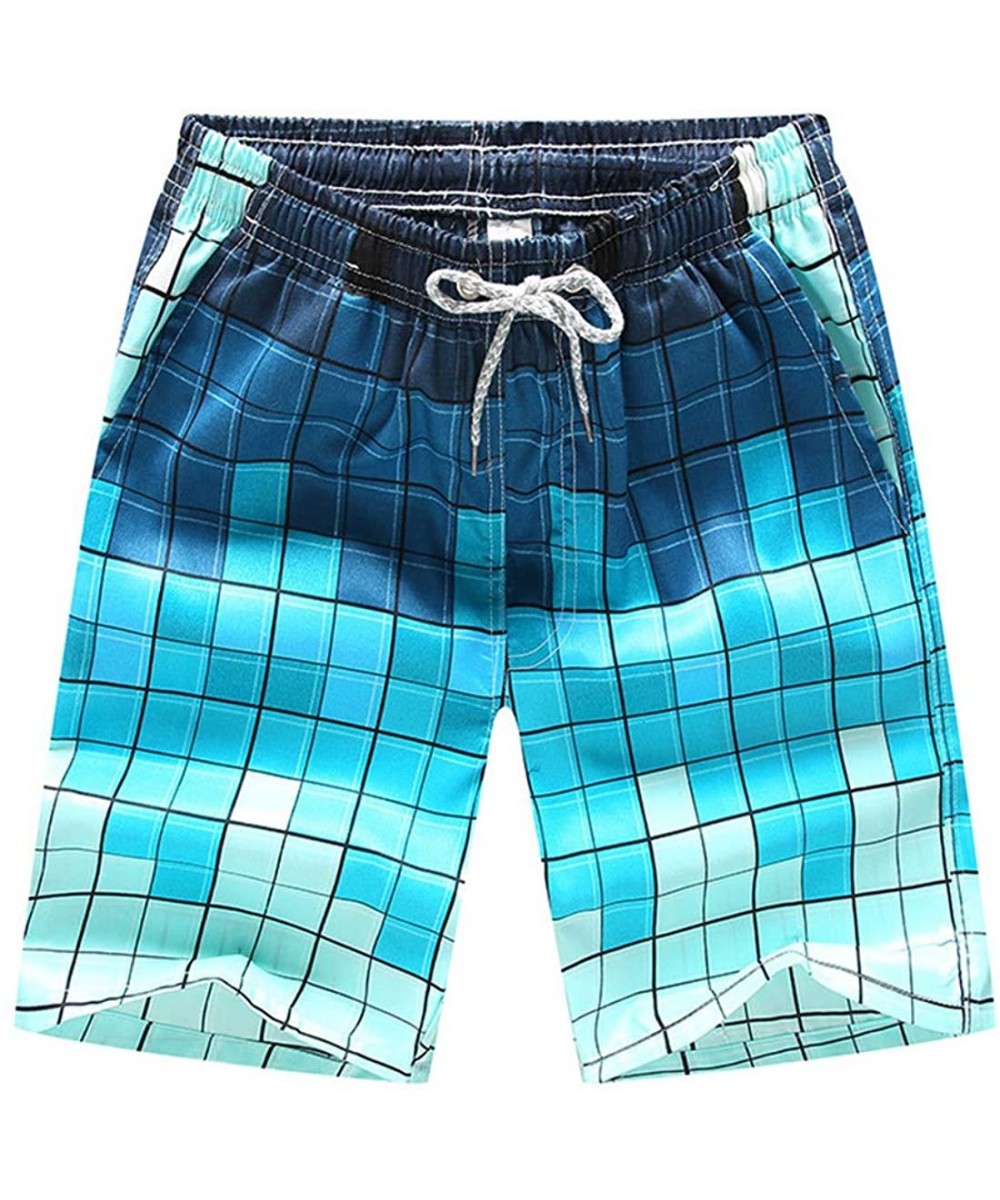 Board Shorts Men's Swim Trunks Beach Shorts Beach Shorts with Designs - Grid - CW18U7HHYR3