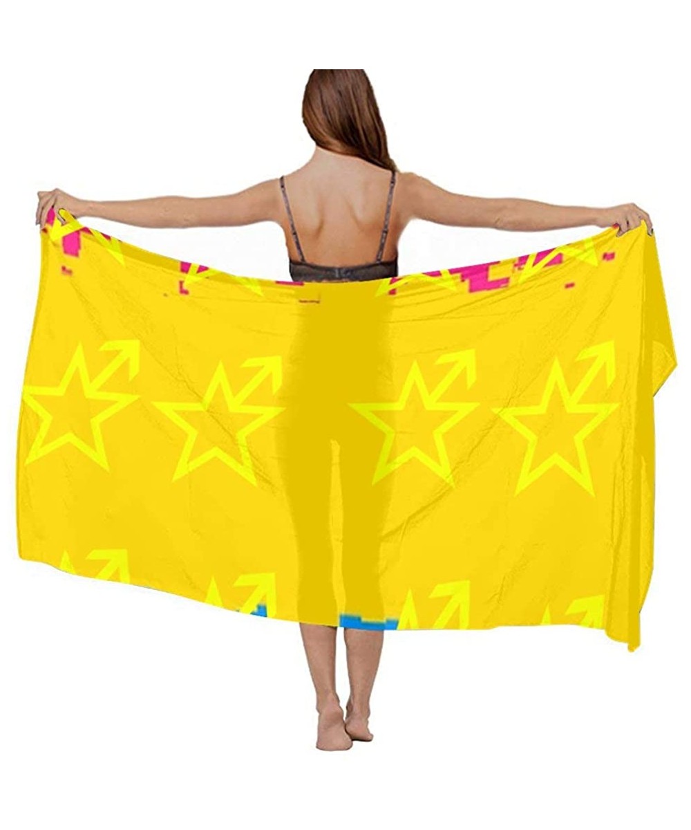 Cover-Ups Women's Swimwear Cover Ups- Summer Vacation Beach Sarong Soft Shawl Wrap - Pansexual Star Symbol Lgbt Pride - CA19C...