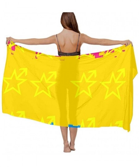 Cover-Ups Women's Swimwear Cover Ups- Summer Vacation Beach Sarong Soft Shawl Wrap - Pansexual Star Symbol Lgbt Pride - CA19C...