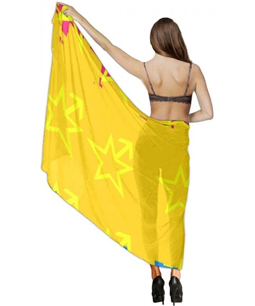 Cover-Ups Women's Swimwear Cover Ups- Summer Vacation Beach Sarong Soft Shawl Wrap - Pansexual Star Symbol Lgbt Pride - CA19C...