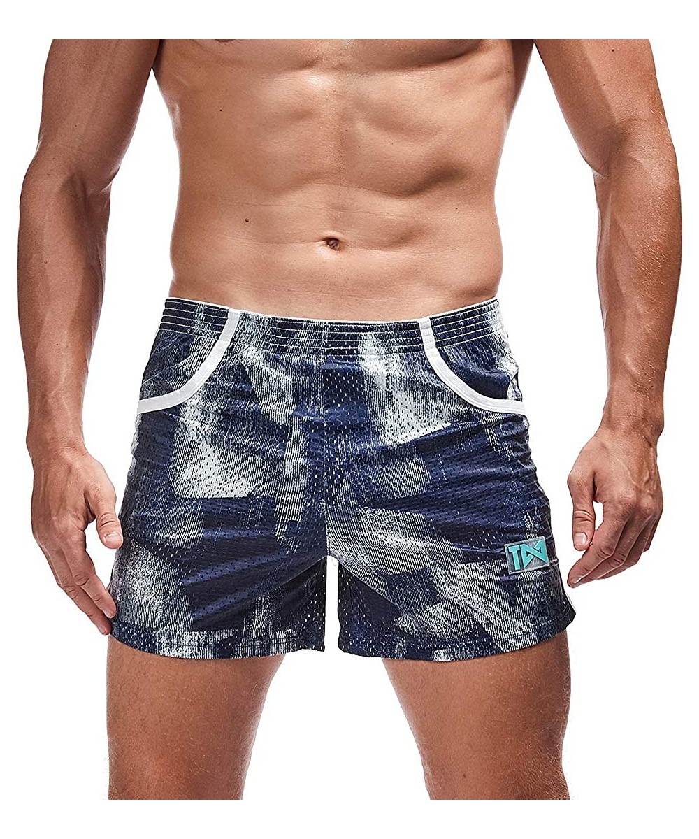 Board Shorts Men's Running Shorts Breathing Athletic Gym Mesh Shorts for Men - Multi-blue - CW19EUKHU27