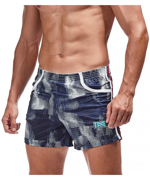 Board Shorts Men's Running Shorts Breathing Athletic Gym Mesh Shorts for Men - Multi-blue - CW19EUKHU27