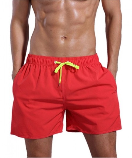 Board Shorts Men's Quick Dry Swim Trunks Bathing Suit Beach Shorts - Orange Red - CJ183IKLIY9