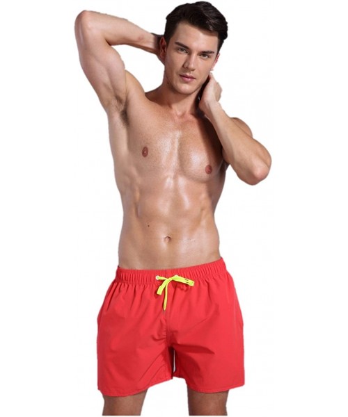 Board Shorts Men's Quick Dry Swim Trunks Bathing Suit Beach Shorts - Orange Red - CJ183IKLIY9