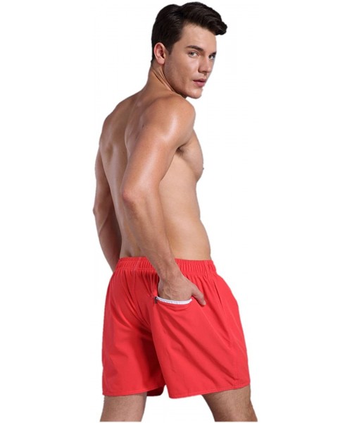 Board Shorts Men's Quick Dry Swim Trunks Bathing Suit Beach Shorts - Orange Red - CJ183IKLIY9