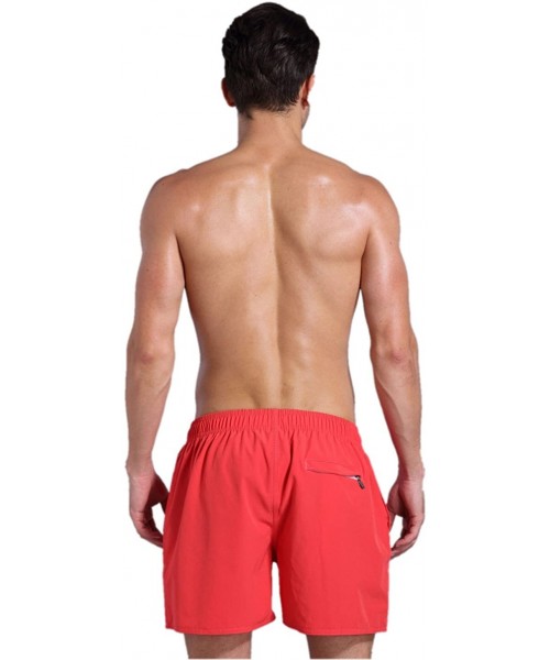 Board Shorts Men's Quick Dry Swim Trunks Bathing Suit Beach Shorts - Orange Red - CJ183IKLIY9