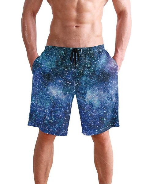 Board Shorts Beautiful Blue Butterflies Swim Trunks Summer Beach Shorts Pockets Boardshorts Men Mesh Lining - Colorful Starry...