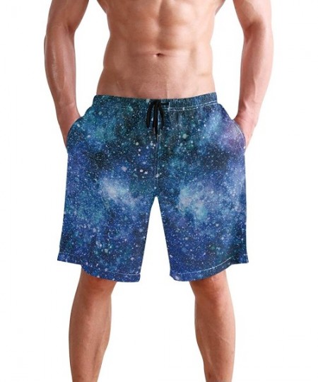 Board Shorts Beautiful Blue Butterflies Swim Trunks Summer Beach Shorts Pockets Boardshorts Men Mesh Lining - Colorful Starry...