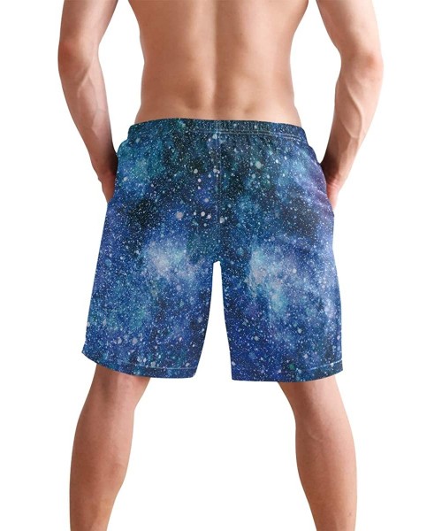 Board Shorts Beautiful Blue Butterflies Swim Trunks Summer Beach Shorts Pockets Boardshorts Men Mesh Lining - Colorful Starry...