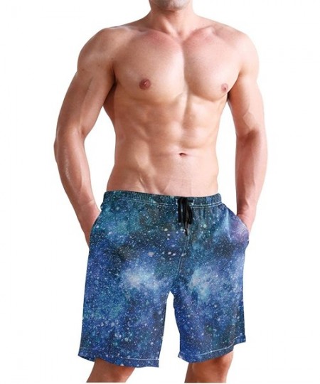 Board Shorts Beautiful Blue Butterflies Swim Trunks Summer Beach Shorts Pockets Boardshorts Men Mesh Lining - Colorful Starry...