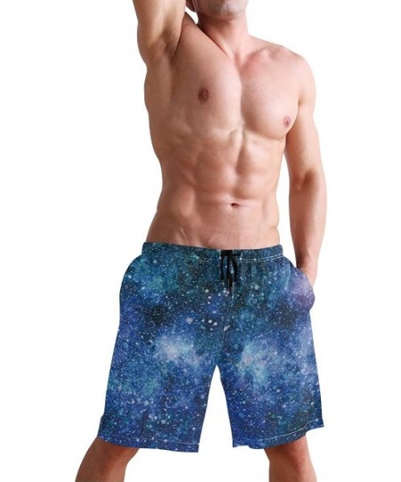 Board Shorts Beautiful Blue Butterflies Swim Trunks Summer Beach Shorts Pockets Boardshorts Men Mesh Lining - Colorful Starry...